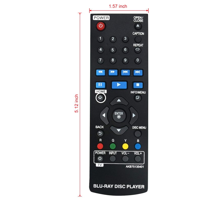 Vinabty AKB75135401 Replaced Remote fit for LG 4K Blu-ray Disc Player UBK80 UP870 UP875 BP255 BP350 BP255-N BP350-N BP340 BPM25 BP135 BP145 BP145N BP155 BP155N BP165 BP165N BP240 BP240N BP250 BP255N BP300 - Image 4